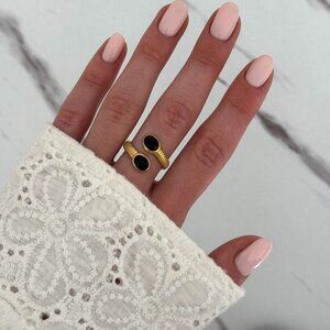 SKU:0194 Gold black ring vintage style made of‎ high-quality materials